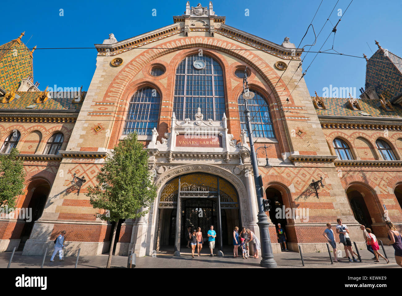 Vista horizontal del gran mercado Hall en Budapest. Foto de stock