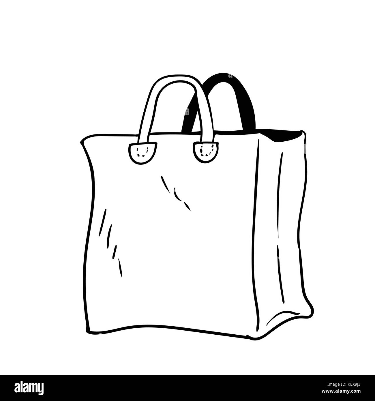Ilustración de la bolsa ,dibujados a mano de estilo de dibujos animados,  bolsas de compras diseño - Ilustración vectorial Imagen Vector de stock -  Alamy