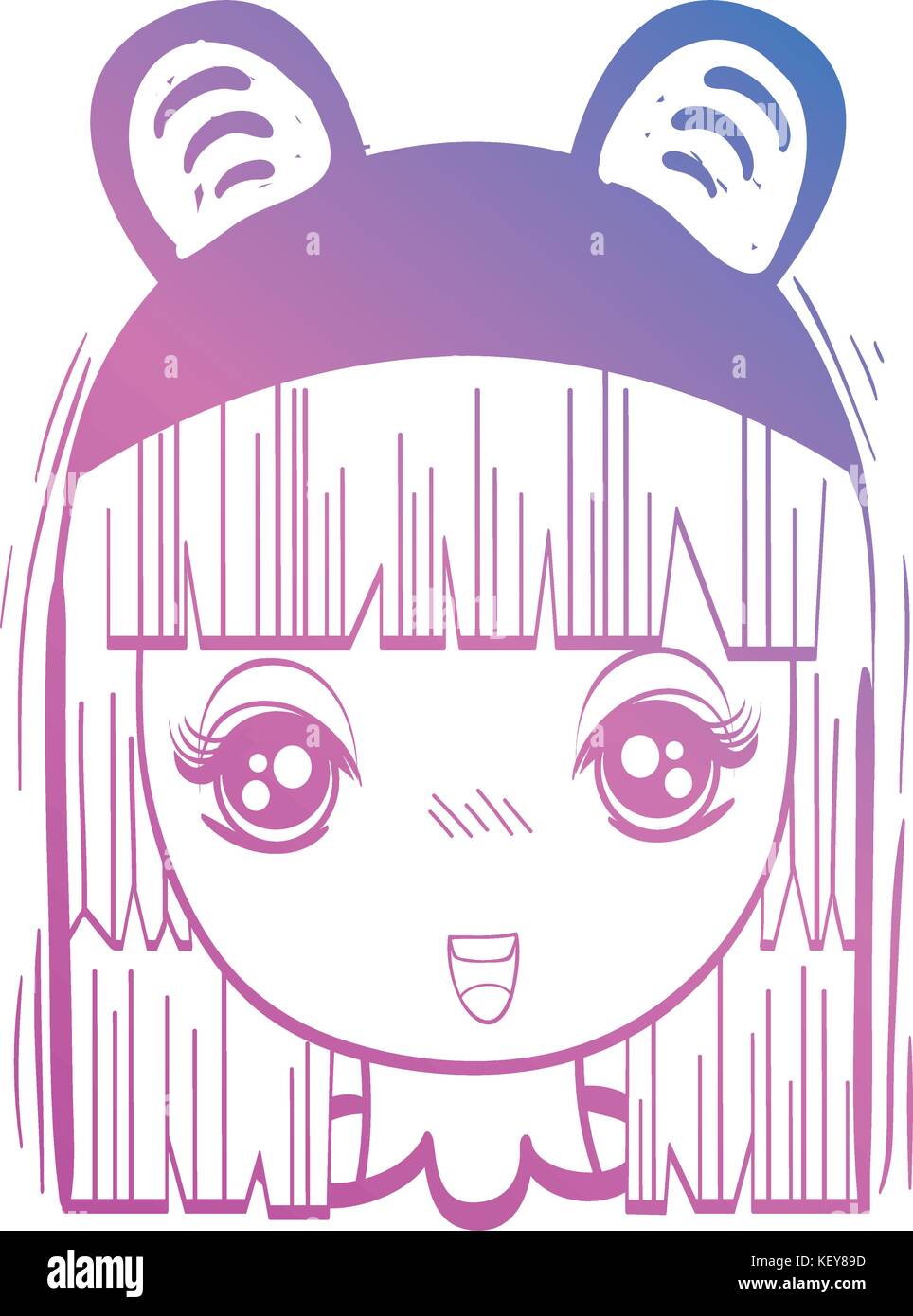Anime chica con cabeza de línea personalizados y peinado Imagen Vector de  stock - Alamy