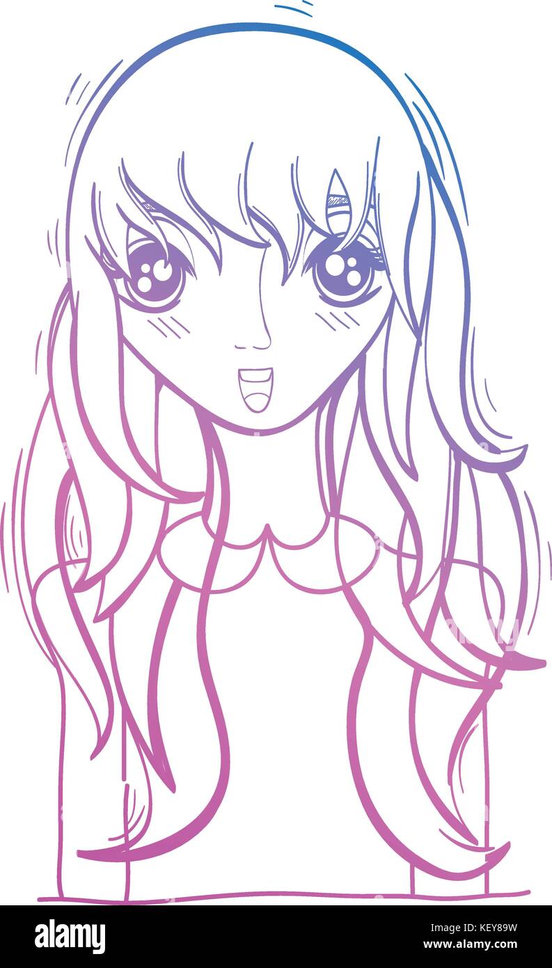 Línea belleza anime chica con peinado y blusa Imagen Vector de stock - Alamy Línea belleza anime chica con peinado y blusa Imagen Vector de stock - Alamy