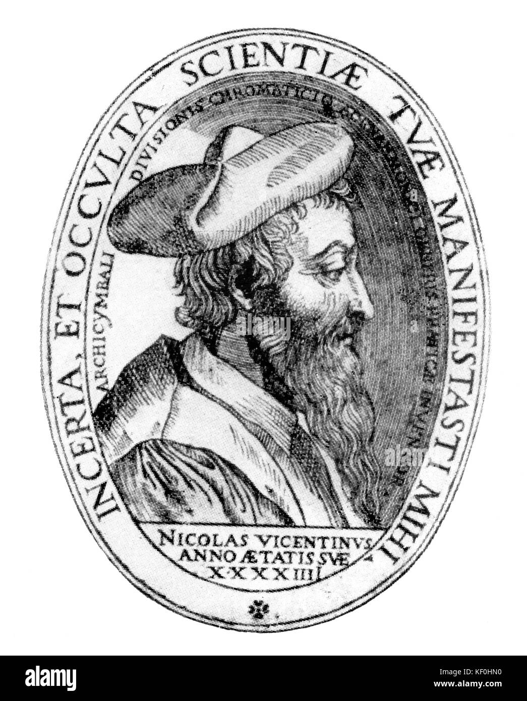 Nicola Vicentino. NV teórico musical italiano, compositor e inventor de los micro-tonales keyoard 1511 - 1576. Foto de stock
