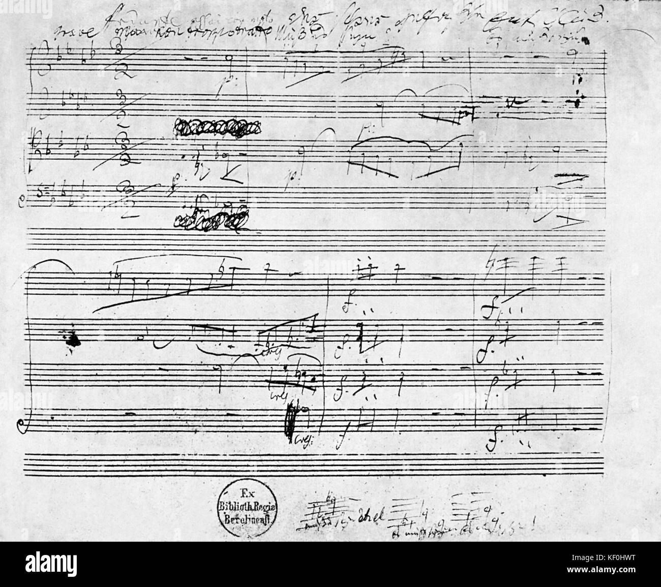 Ludwig van Beethoven Cuarteto de Cuerda en fa mayor, opus 135. Partitura manuscrita / manuscrito original. Compositor alemán, el 17 de diciembre de 1770- 26 de marzo de 1827. Foto de stock