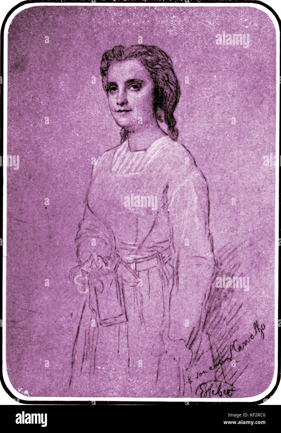 Marie Miolan-Carvalho creó el papel de Marguerite en la ópera Faust de Charles Gounod. Teatro estrenó Lyrique, París 19 de marzo de 1859. La soprano francesa (1827-1895)- dibujo por Hebert Foto de stock