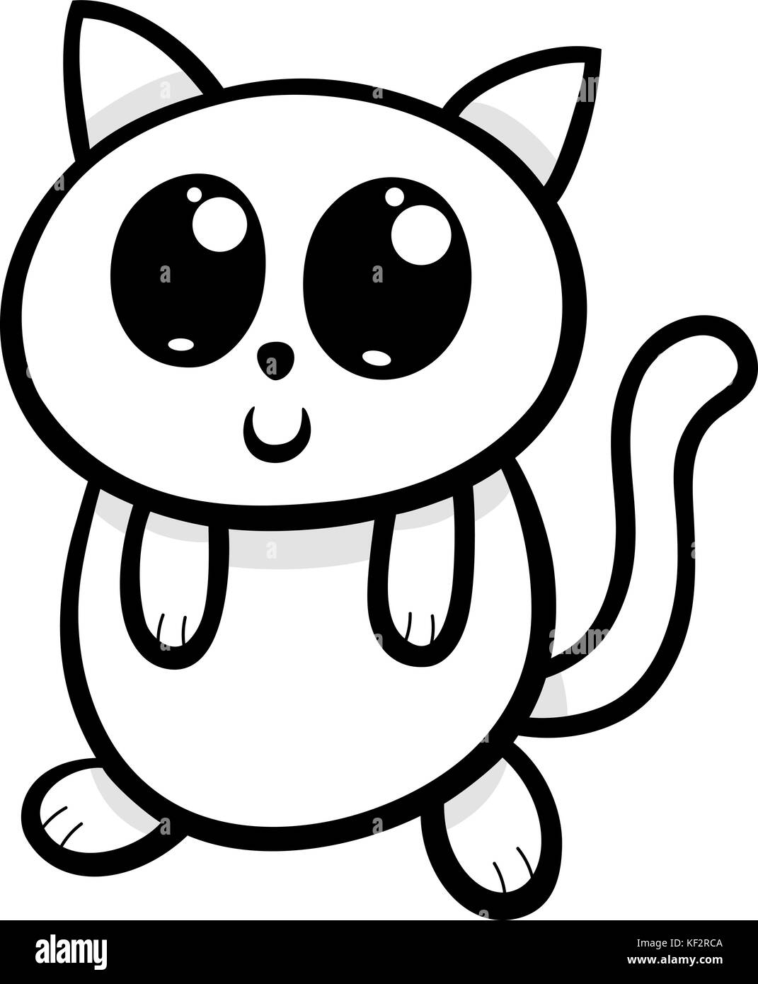 Gato tierno animado Imágenes de stock en blanco y negro - Alamy