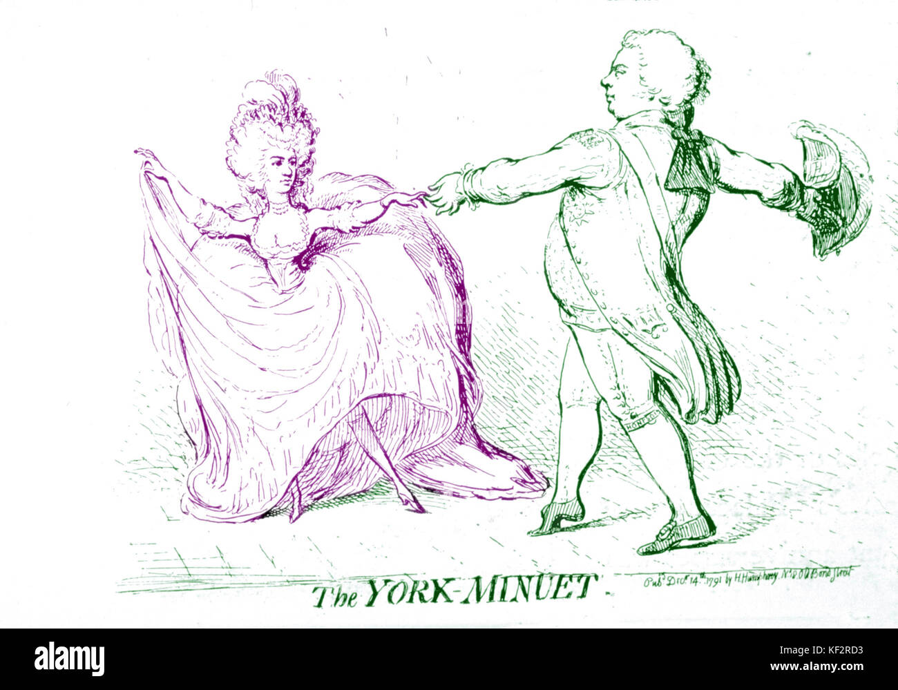 Danza - barroco - MINUETO 'The York Minuet', 1791 mostrando el duque y la Duquesa de York. Después de Gillray Foto de stock