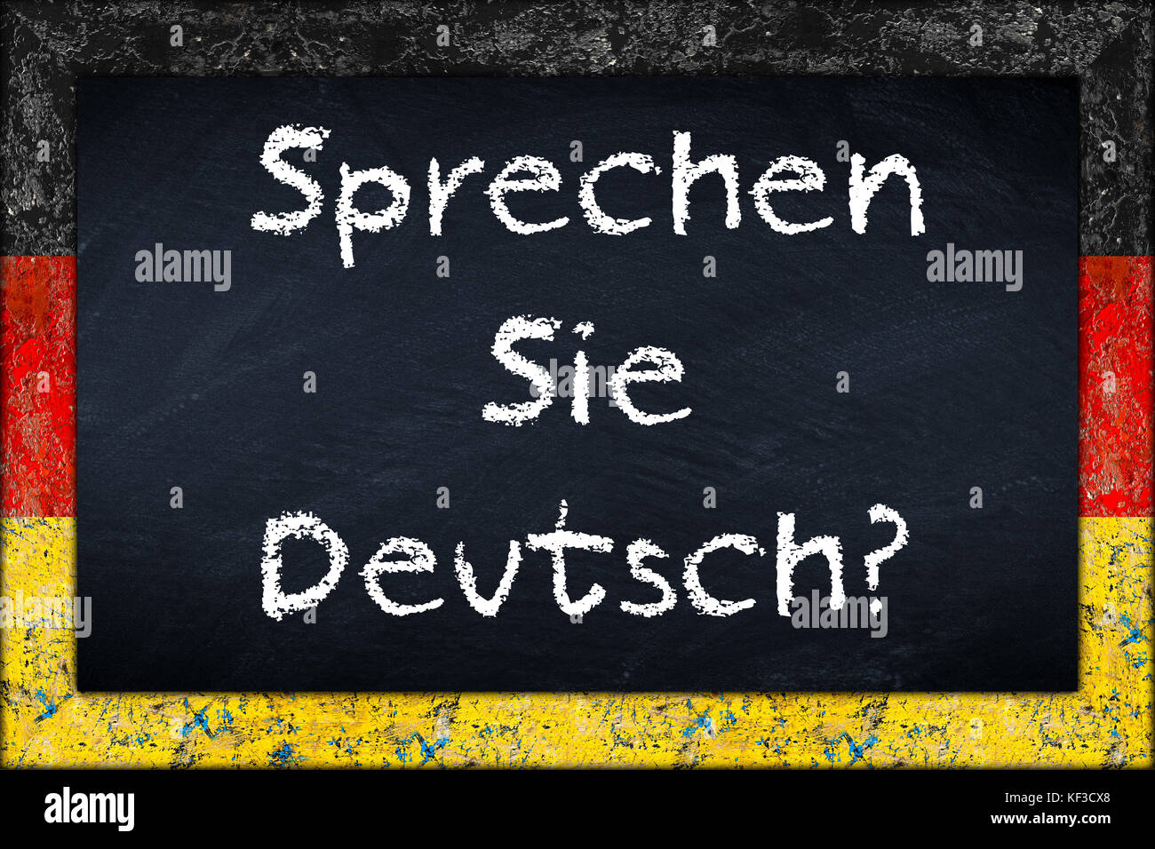 Sprechen sie deutsch (traducción: ¿hablan alemán) concepto de educación  idioma en pizarra pizarra de madera con bastidor de bandera de Alemania  Fotografía de stock - Alamy