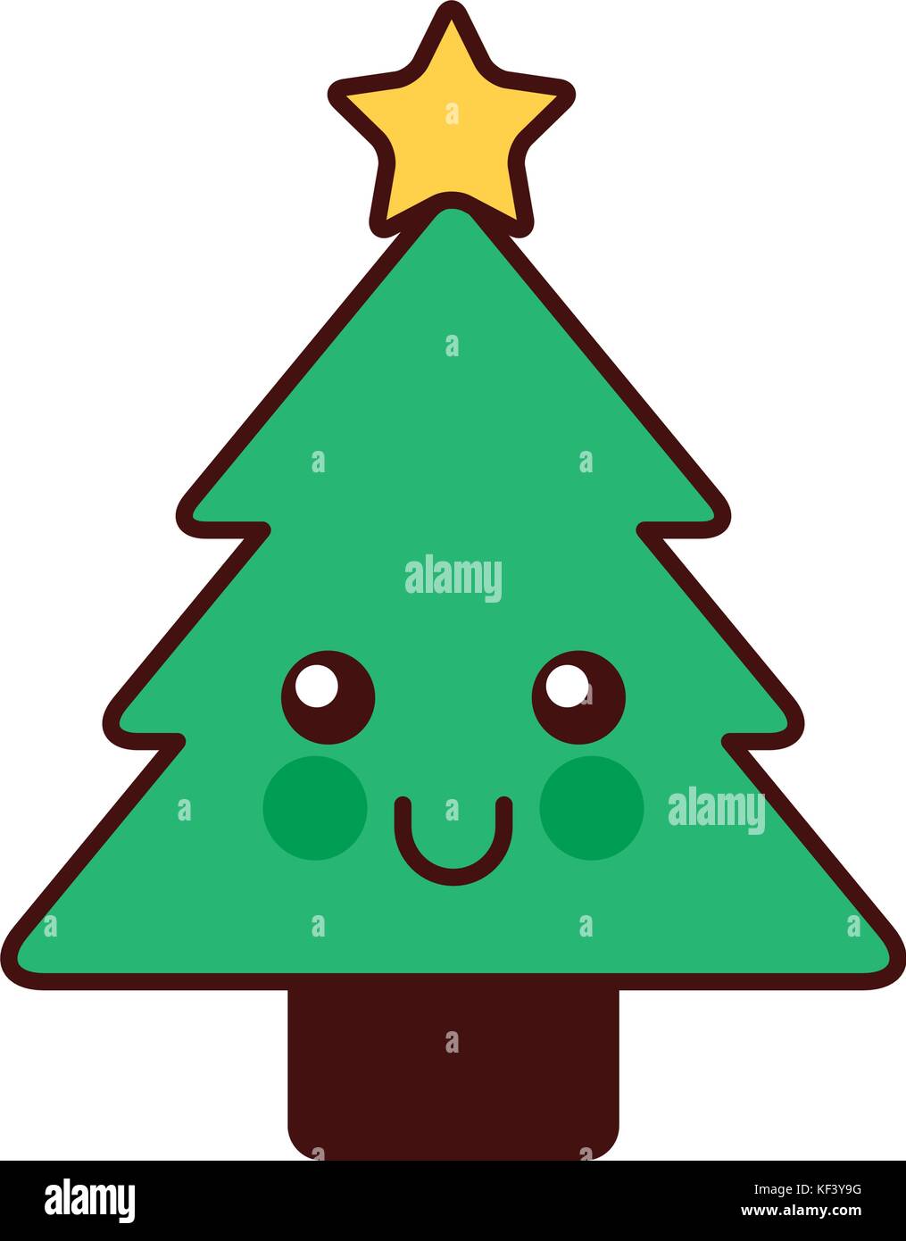 Árbol de navidad kawaii decoración pino cartoon Imagen Vector de stock -  Alamy