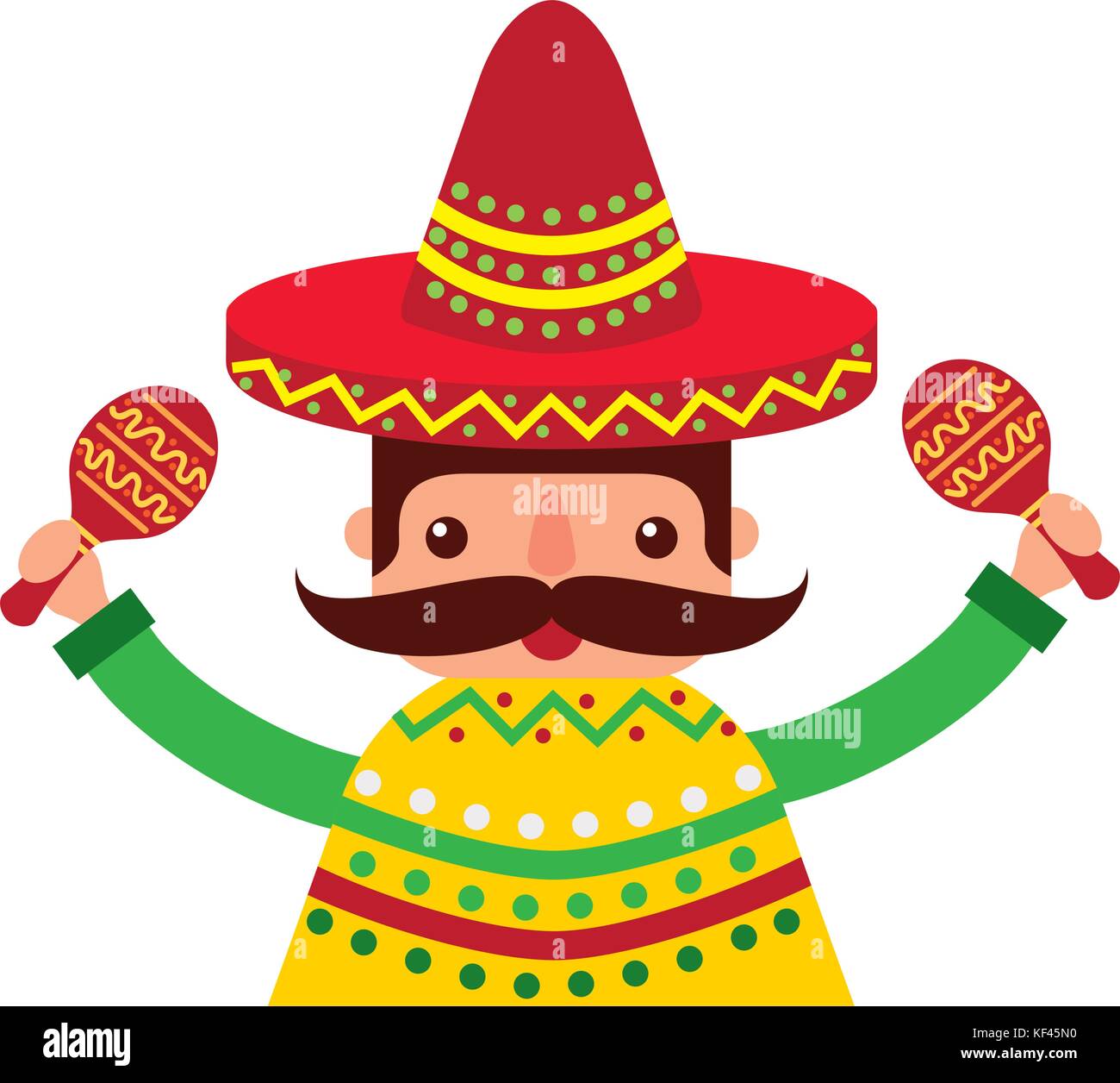 El hombre mexicano con maracas y traje tradicional Imagen Vector de stock -  Alamy