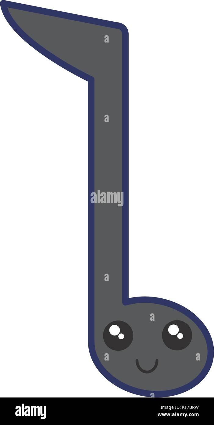 Icono de la nota musical kawaii sobre fondo blanco ilustración