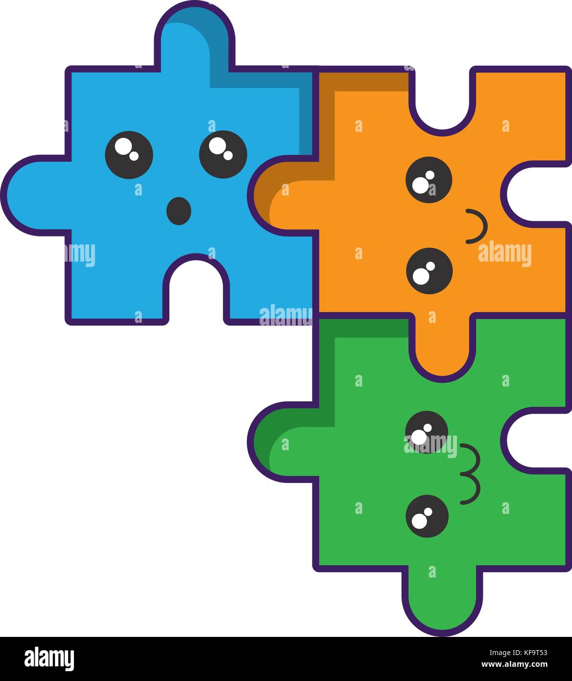 Kawaii rompecabezas icono sobre fondo blanco ilustración vectorial