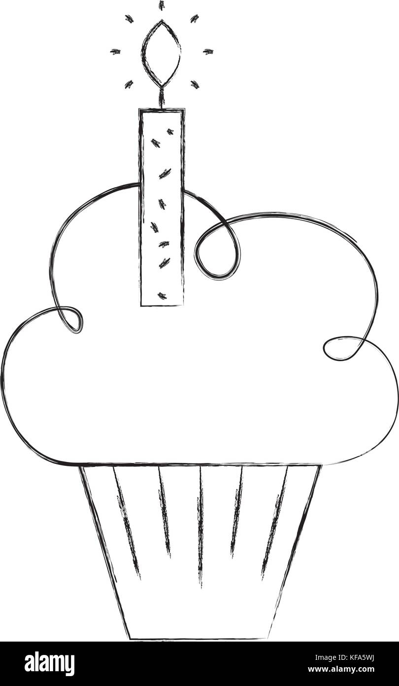 Cumpleaños cupcake quemando velas símbolo de celebración Imagen Vector