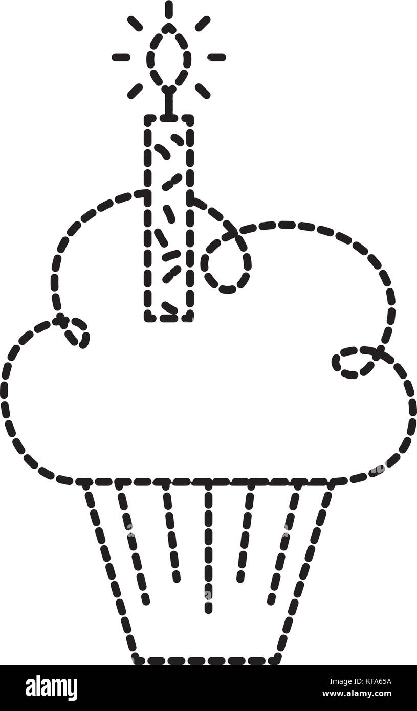 Cumpleaños cupcake quemando velas símbolo de celebración Imagen Vector