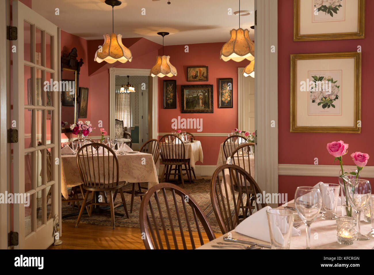 Comedor, pentagoet inn, castine, Maine, EE.UU. Foto de stock