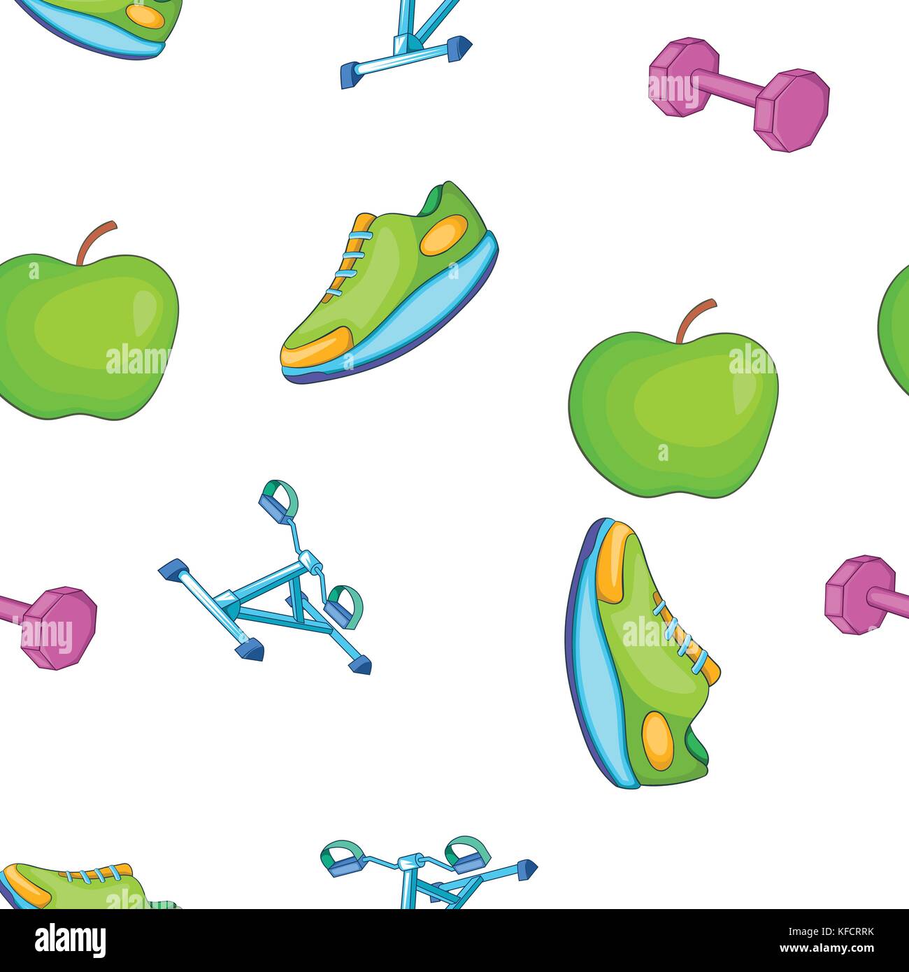 El patrón de estilo de vida saludable, del estilo de dibujos animados  Imagen Vector de stock - Alamy