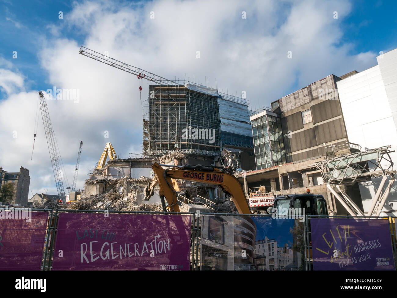 Demolición 1970 St James Centre, Leith Street, Edimburgo, Escocia, Reino Unido la regeneración y remodelación de retail & Leisure Centre llamado St James Edimburgo Foto de stock