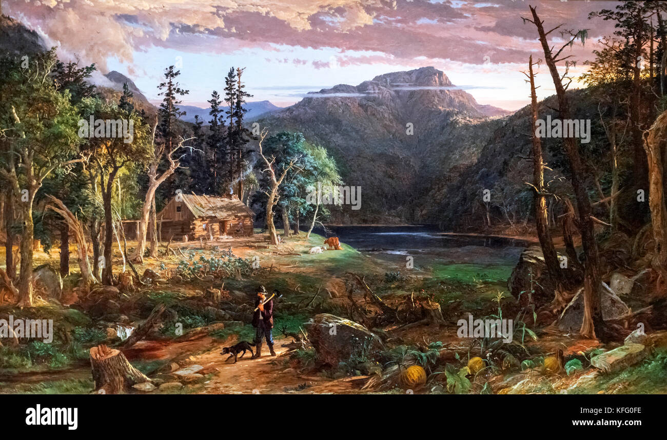 El Backwoods de América por Jasper Francis Copsey (1823-1900), óleo sobre lienzo, 1858 Foto de stock
