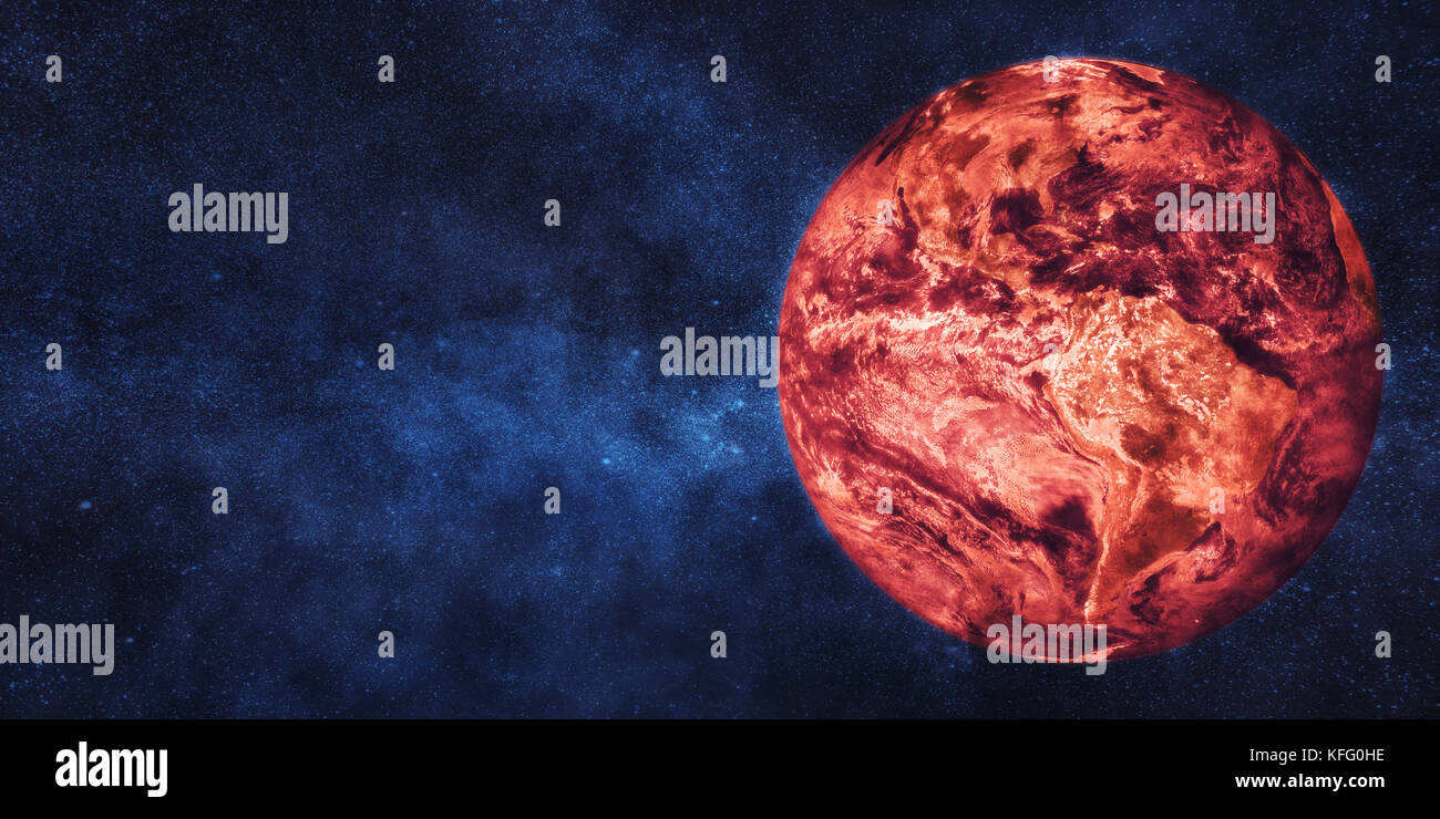Concepto de calentamiento global. Planeta Tierra en llamas. Algunos  elementos de la imagen proporcionada por la NASA Fotografía de stock - Alamy