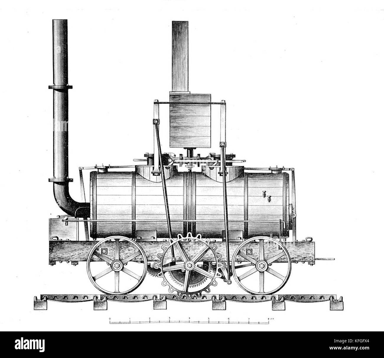 La locomotora de Salamanca, primer éxito comercial de las locomotoras de vapor, construido en 1812 Foto de stock