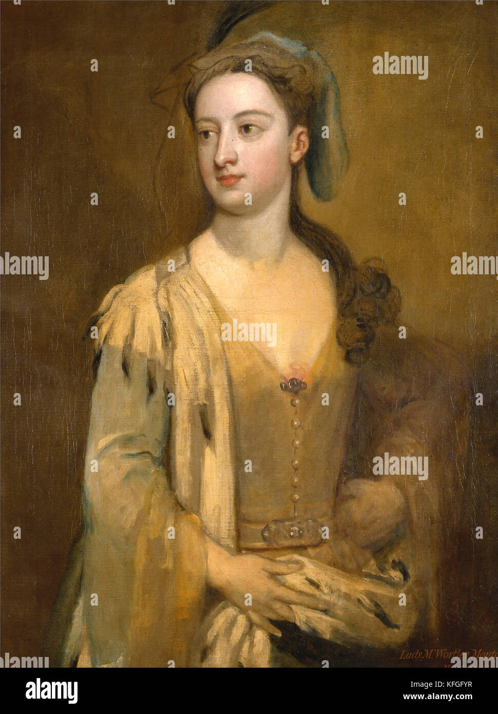 Una mujer llamada Lady Mary Wortley montagu por Godfrey kneller Foto de stock