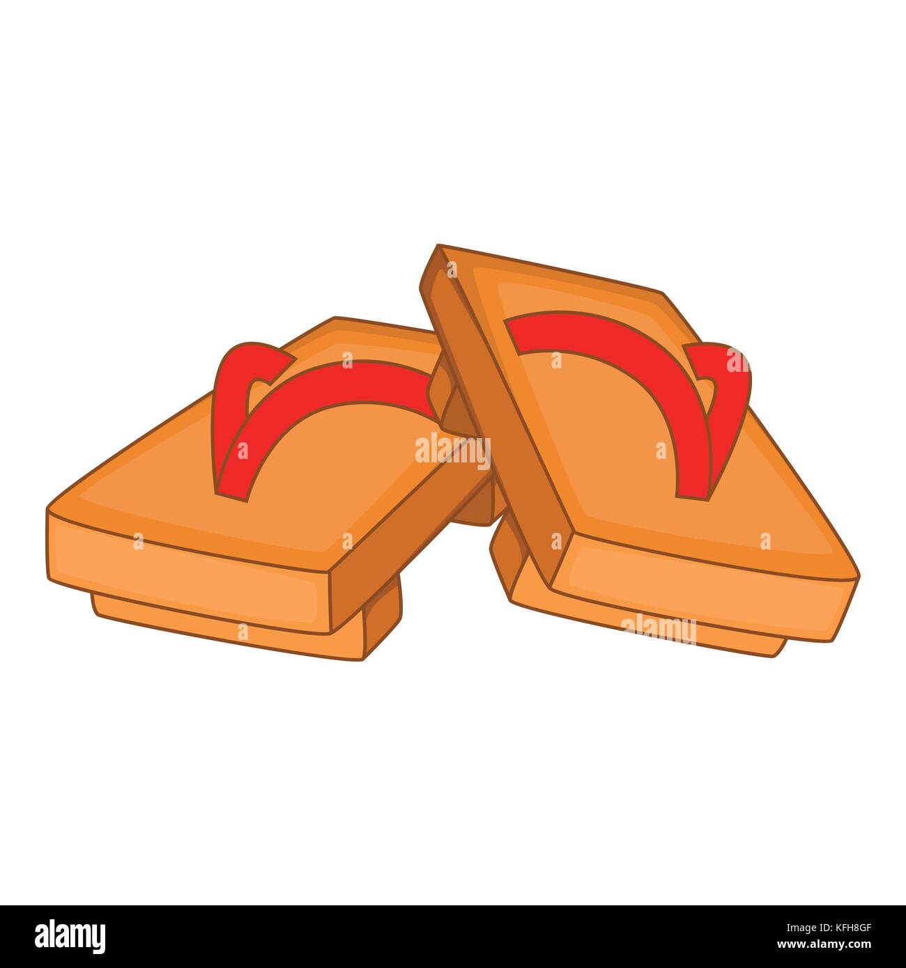Par de zuecos de madera el icono de estilo de dibujos animados