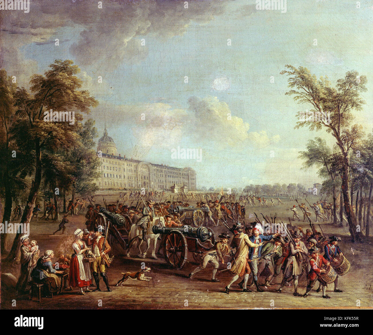 Jean-Baptiste Lallemand el pueblo de París dejando de Les Invalides, en la mañana del 14 de julio de 1789 1789 - Museo Carnavalet, París Foto de stock