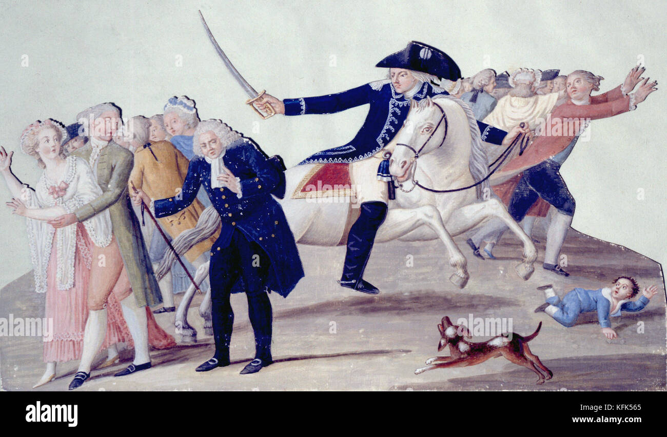El Príncipe de Lambesc Lesueur en las Tullerías, el 12 de julio de 1789, intentando reprimir los primeros revolucionarios" las manifestaciones 1789 - Museo Carnavalet, París Foto de stock