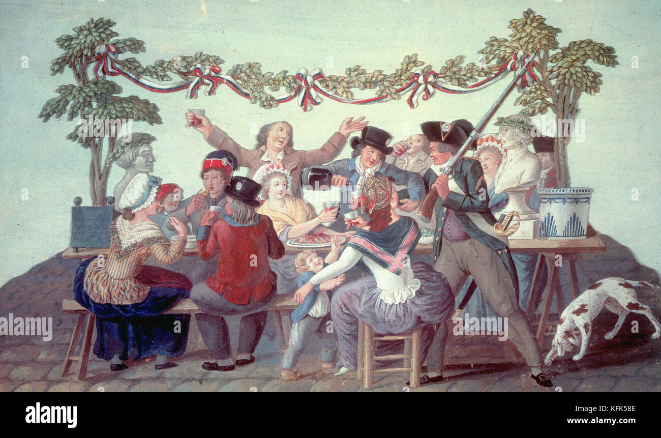 Pierre-Etienne Lesueur, siglo XVIII la comida Republicana 1794 - Museo Carnavalet, París Foto de stock