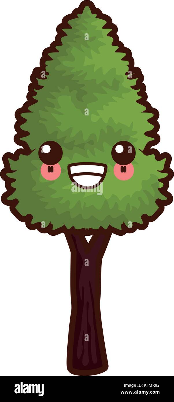 Árbol símbolo de naturaleza cute kawaii cartoon Imagen Vector de stock -  Alamy