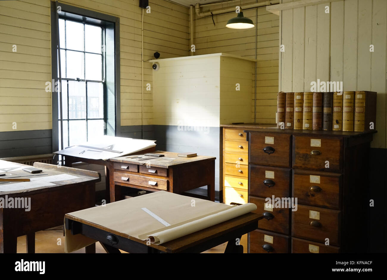 Sala de redacción en el Parque Histórico Nacional Thomas Edison.West Orange.New Jersey.USA Foto de stock