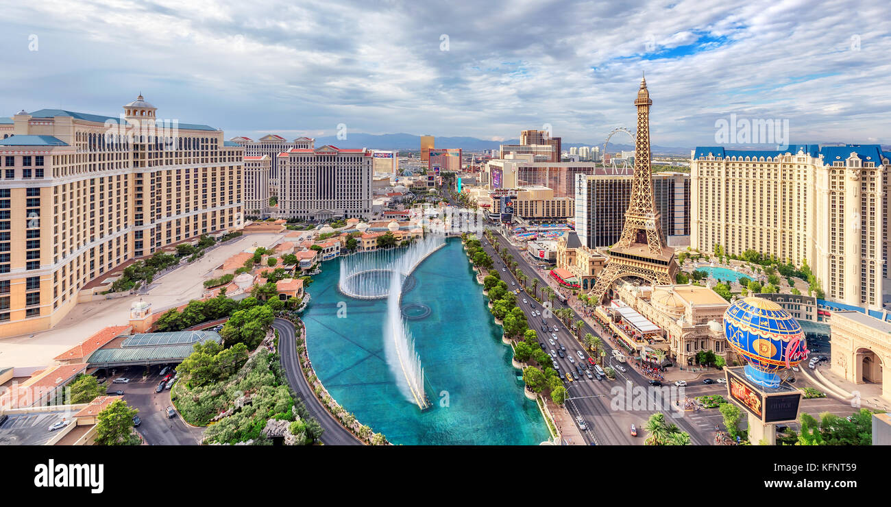 Vista aérea de la strip de Las Vegas. Foto de stock