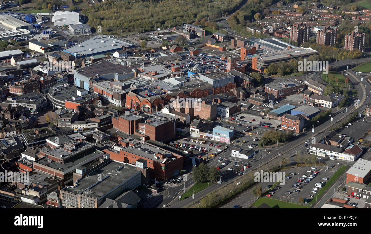 Vista aérea de Stoke City Center, Staffordshire, REINO UNIDO Foto de stock