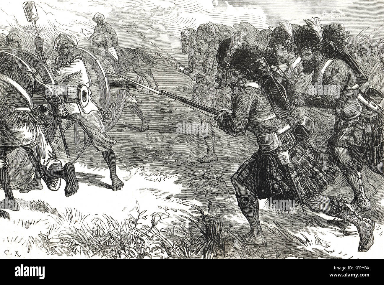 Cargo de los montañeses, la india, la rebelión de 1857 Foto de stock