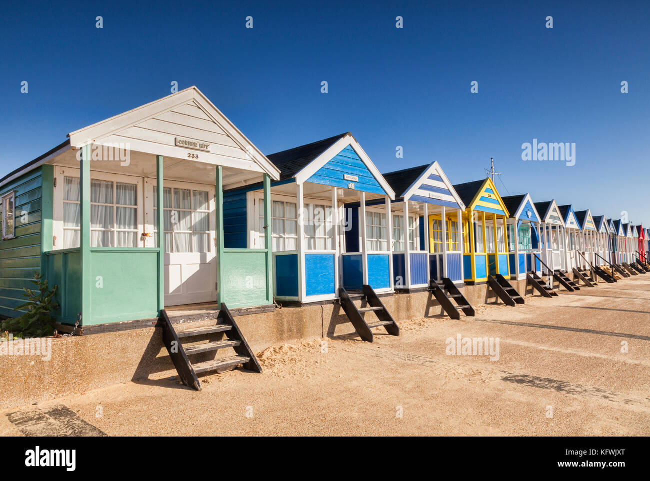 Cabañas de playa en southwold, Suffolk, Inglaterra Foto de stock