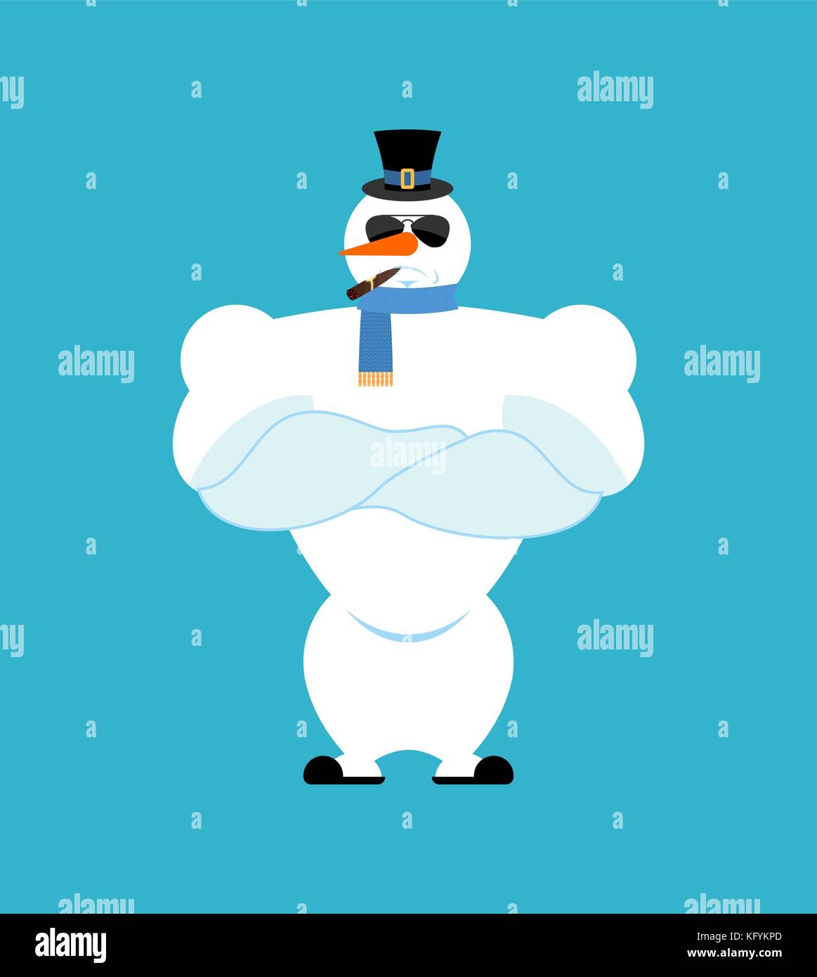 Muñeco de nieve fuerte. snowman graves potentes. disco de navidad y año  nuevo deporte ilustración vectorial Imagen Vector de stock - Alamy