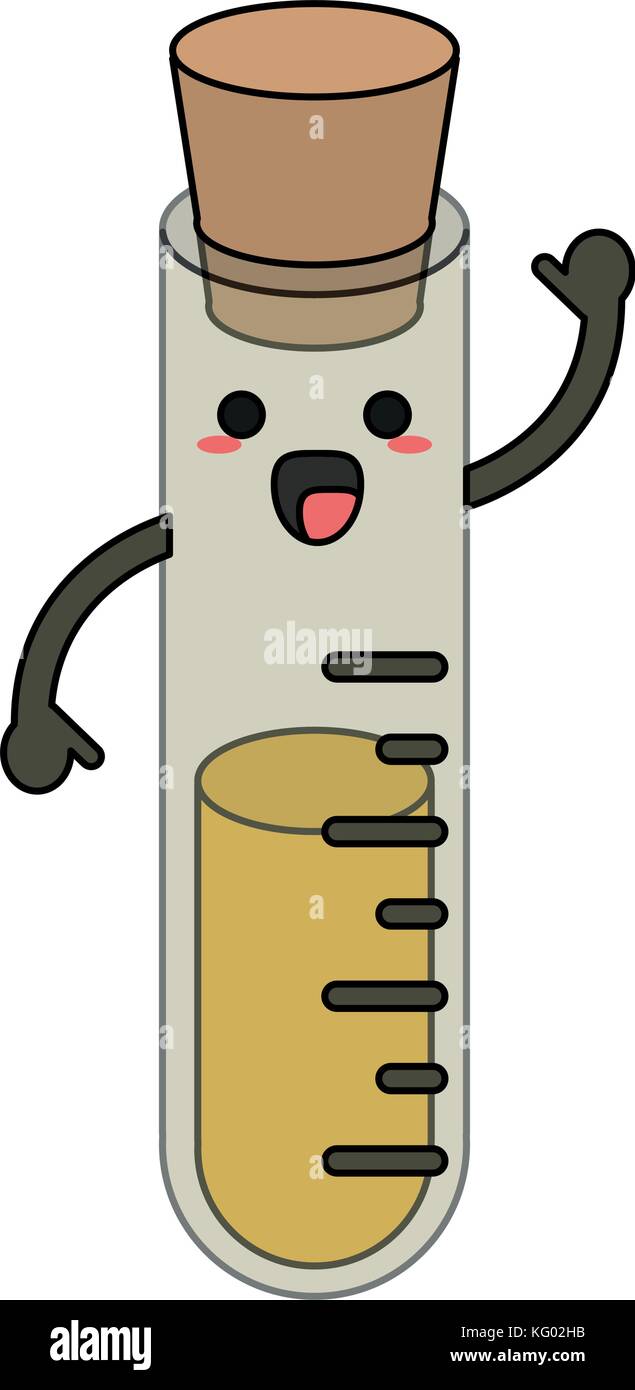 Tubo de ensayo feliz personaje de dibujos animados imagen de icono Imagen  Vector de stock - Alamy