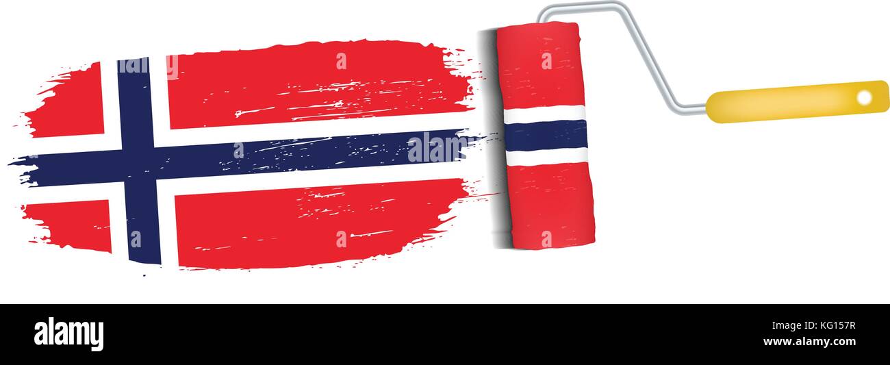 Trazo de pincel con Noruega bandera nacional aislado sobre un fondo blanco. ilustración vectorial. Ilustración del Vector