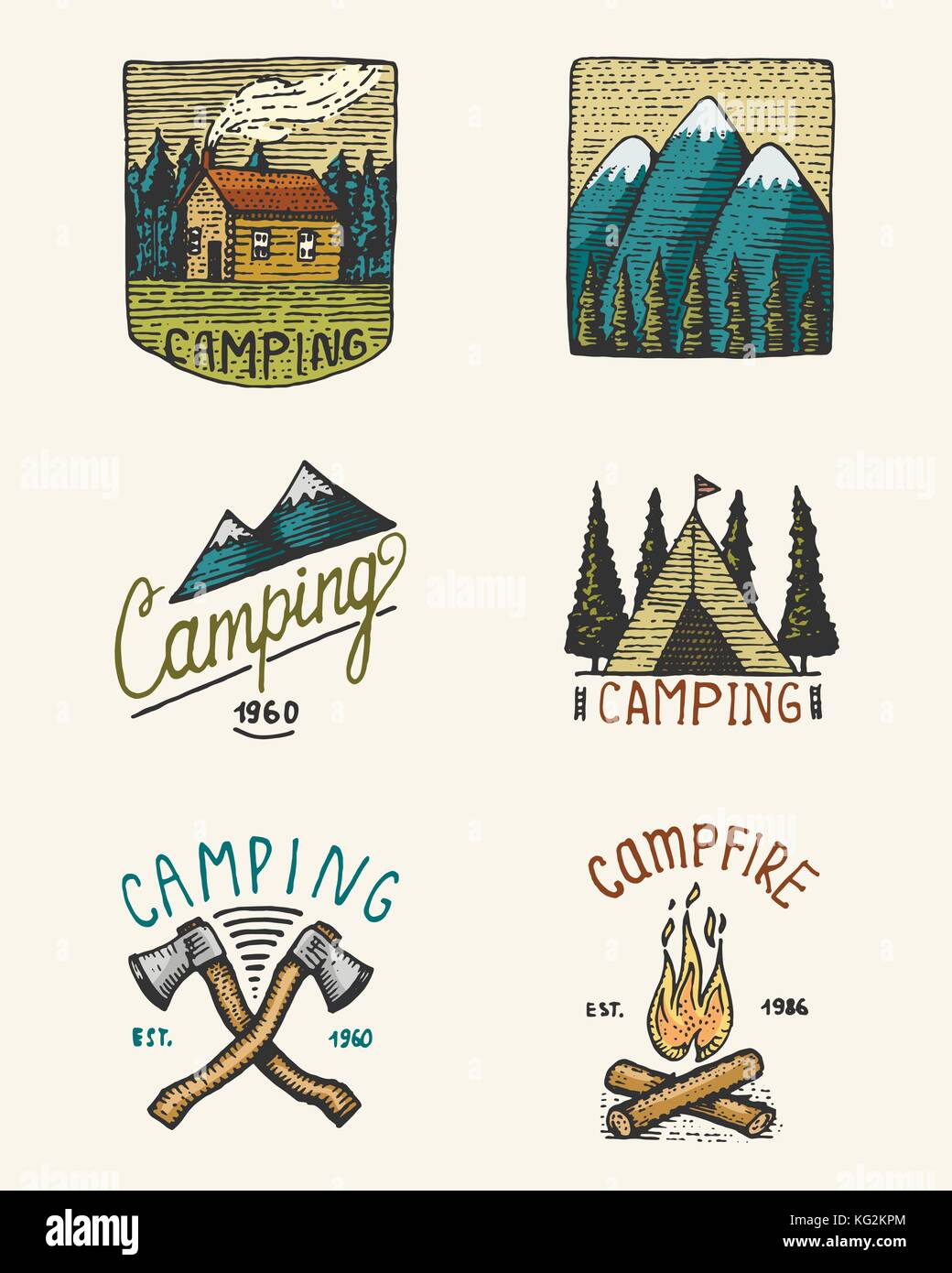 Conjunto de grabados vintage, dibujadas a mano, viejo, etiquetas o