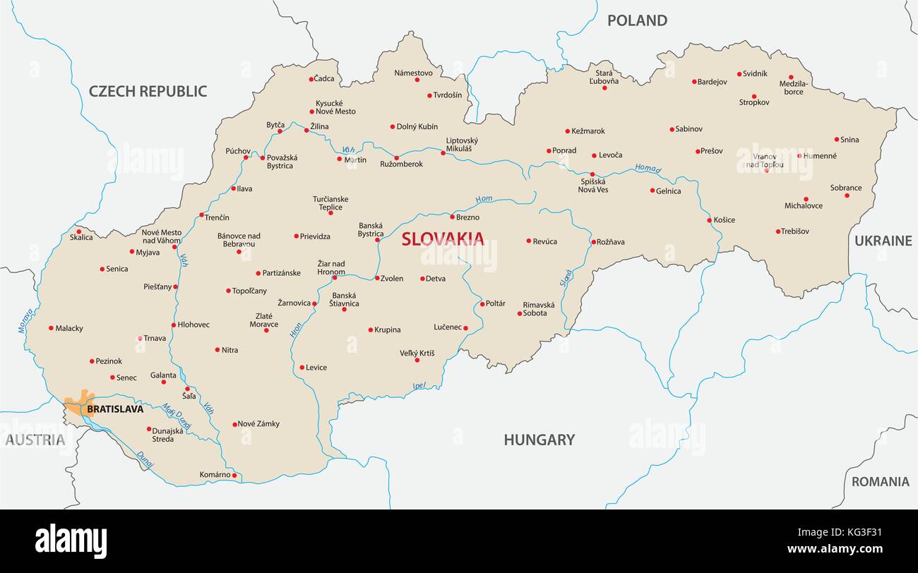 Eslovaquia mapa vectorial Ilustración del Vector
