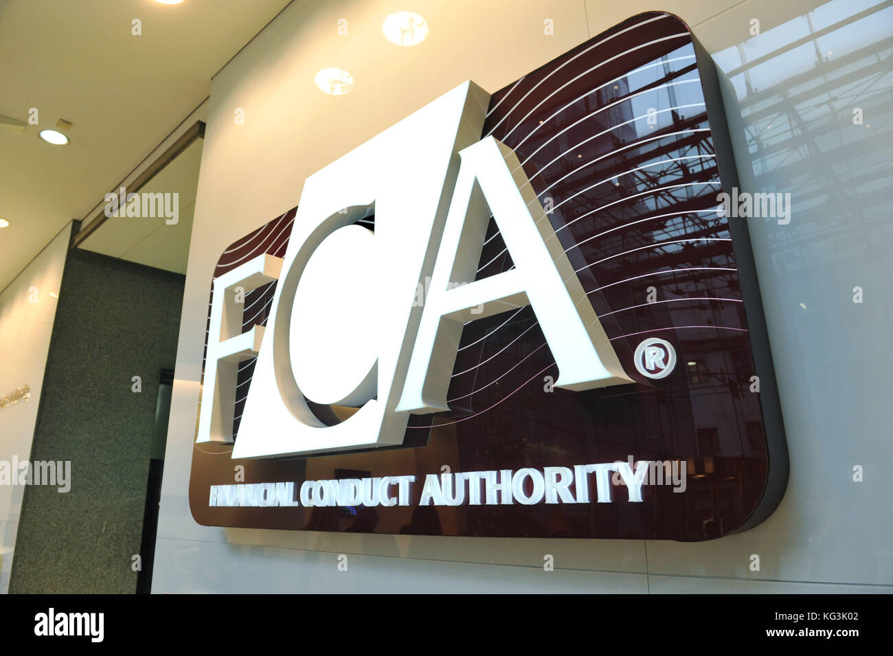 La conducta financiera competente [FCA] oficinas en Canary Wharf, Londres. Foto por Michael Walter/Troika Foto de stock