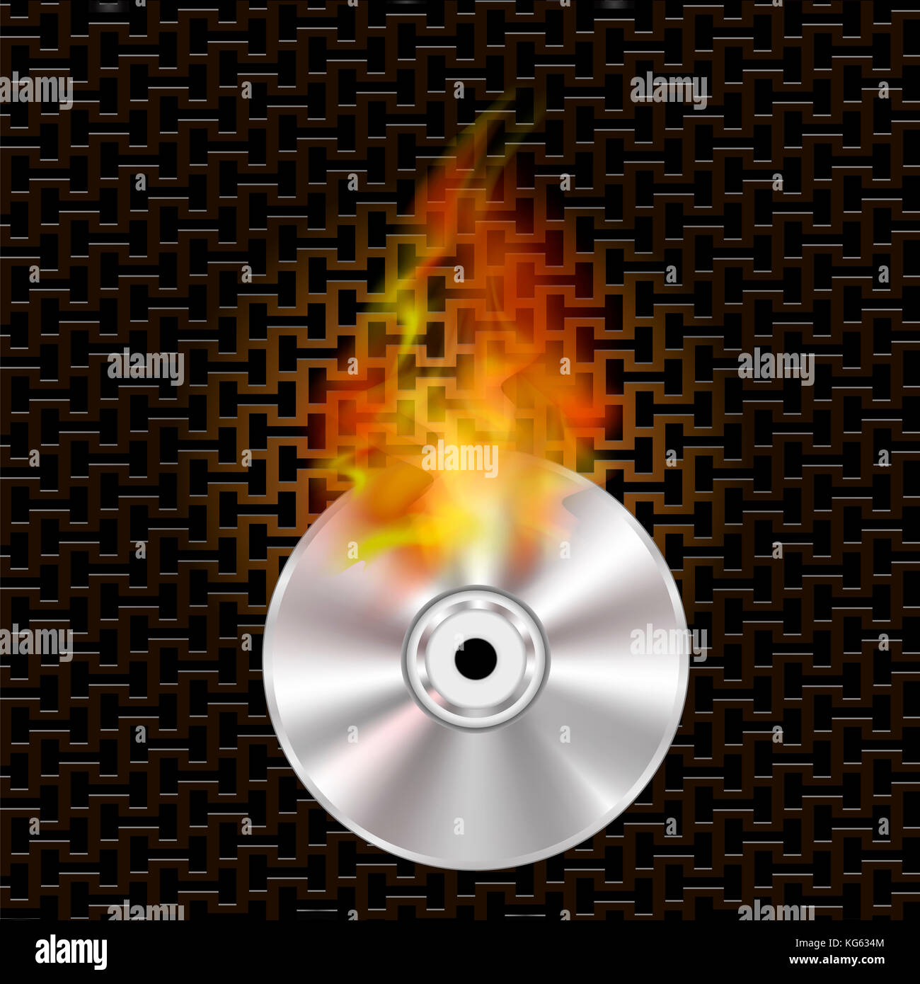 Integrar almohadilla Saco Quemar discos digitales gris con el fuego y las llamas Fotografía de stock  - Alamy