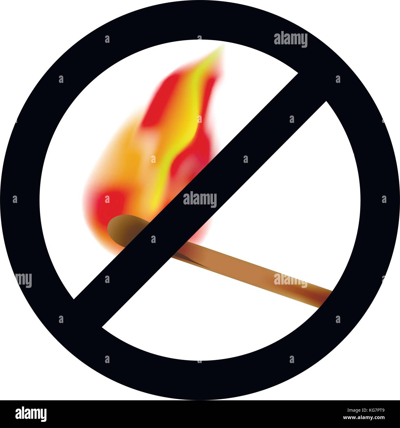 Prohibición cerilla ardiente símbolo. ningún incendio matchstick, la exclusión y la prohibición símbolo. dont signo inflamables, ilustración vectorial Ilustración del Vector
