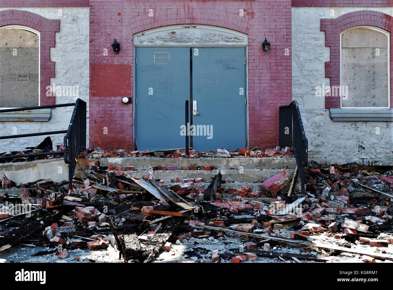 Quemado restos del edificio patrimonial, el antiguo orfanato Belvedere, Saint John's, Terranova y Labrador, Canadá. Foto de stock