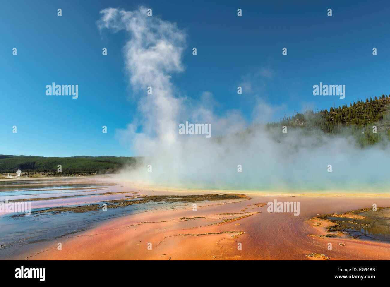 Grand Prismatic Spring, en el parque nacional de Yellowstone. Foto de stock