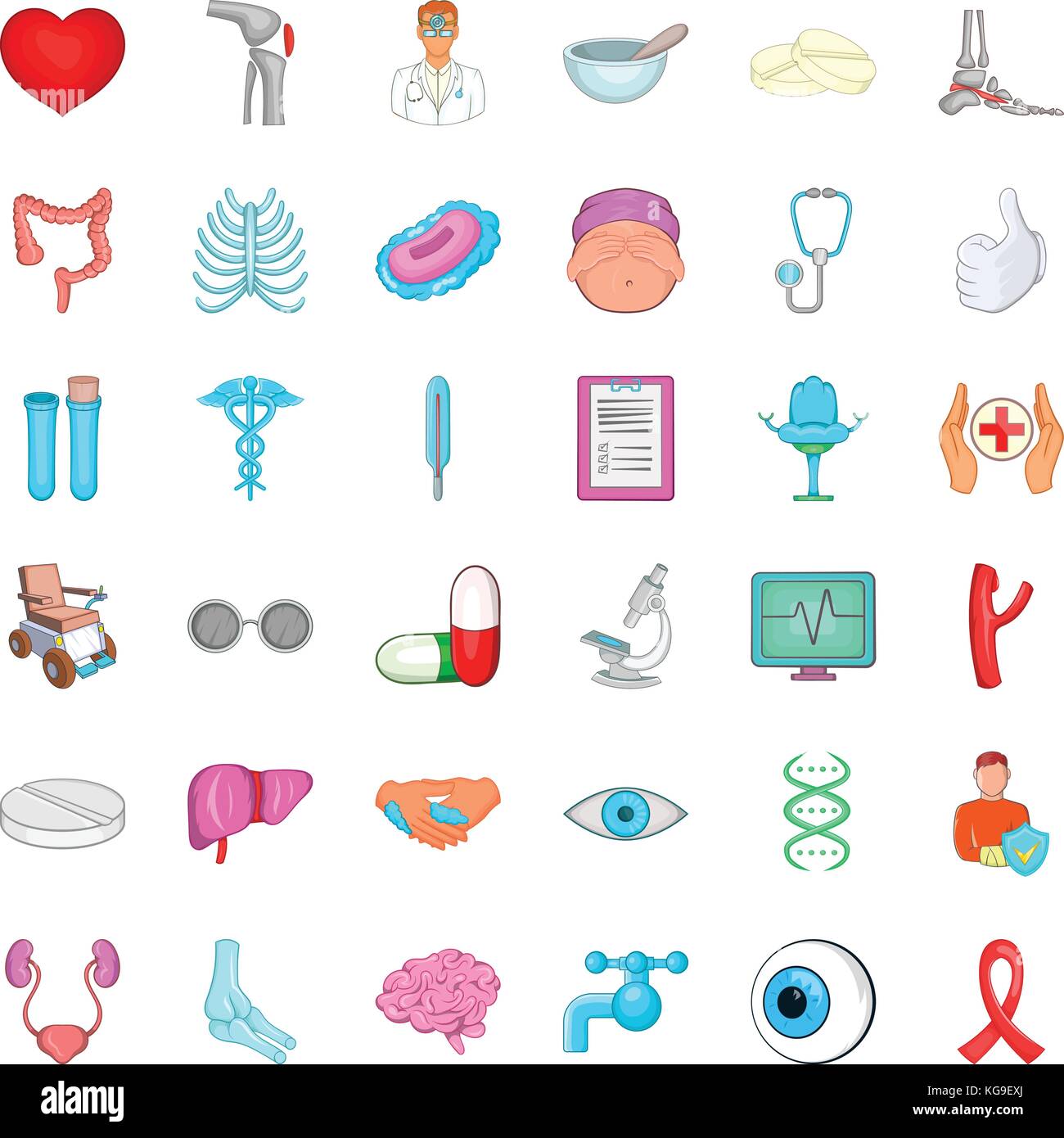 Medicina Conjunto De Iconos De Estilo De Dibujos Animados Imagen Vector De Stock Alamy