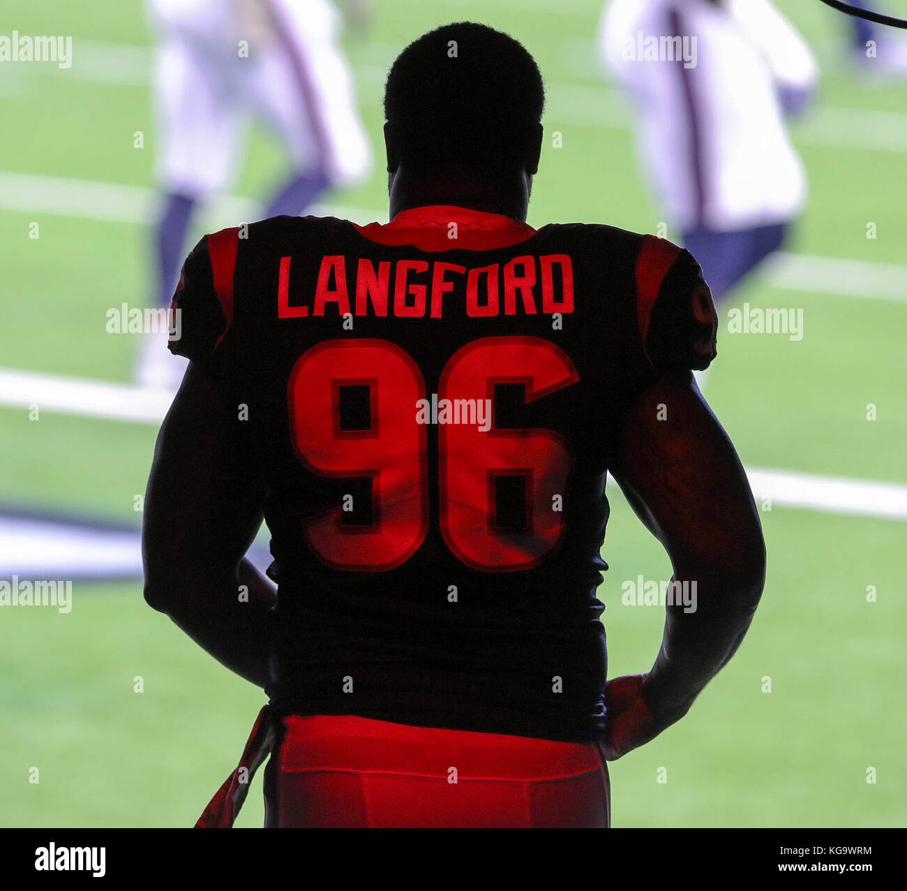 Houston, TX, EE.UU. 5 nov, 2017. Houston Texans fin defensivo Kendall Langford (96) durante la NFL juego entre los Indianapolis Colts y los Houston Texans en NRG Stadium en Houston, TX. John Glaser/CSM/Alamy Live News Foto de stock
