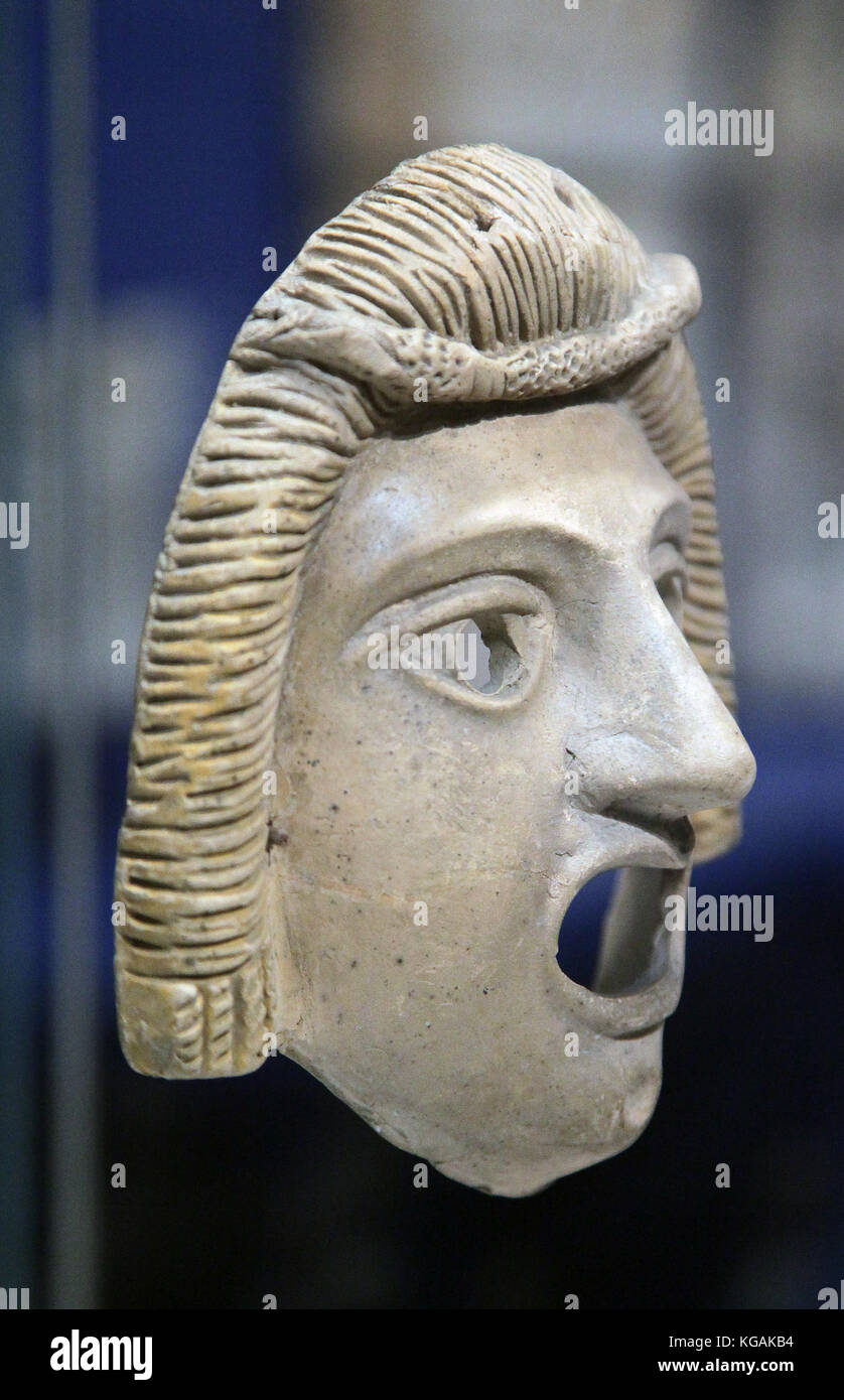 Terracota Máscara teatral desde el sur de Italia 200-300 AD Foto de stock