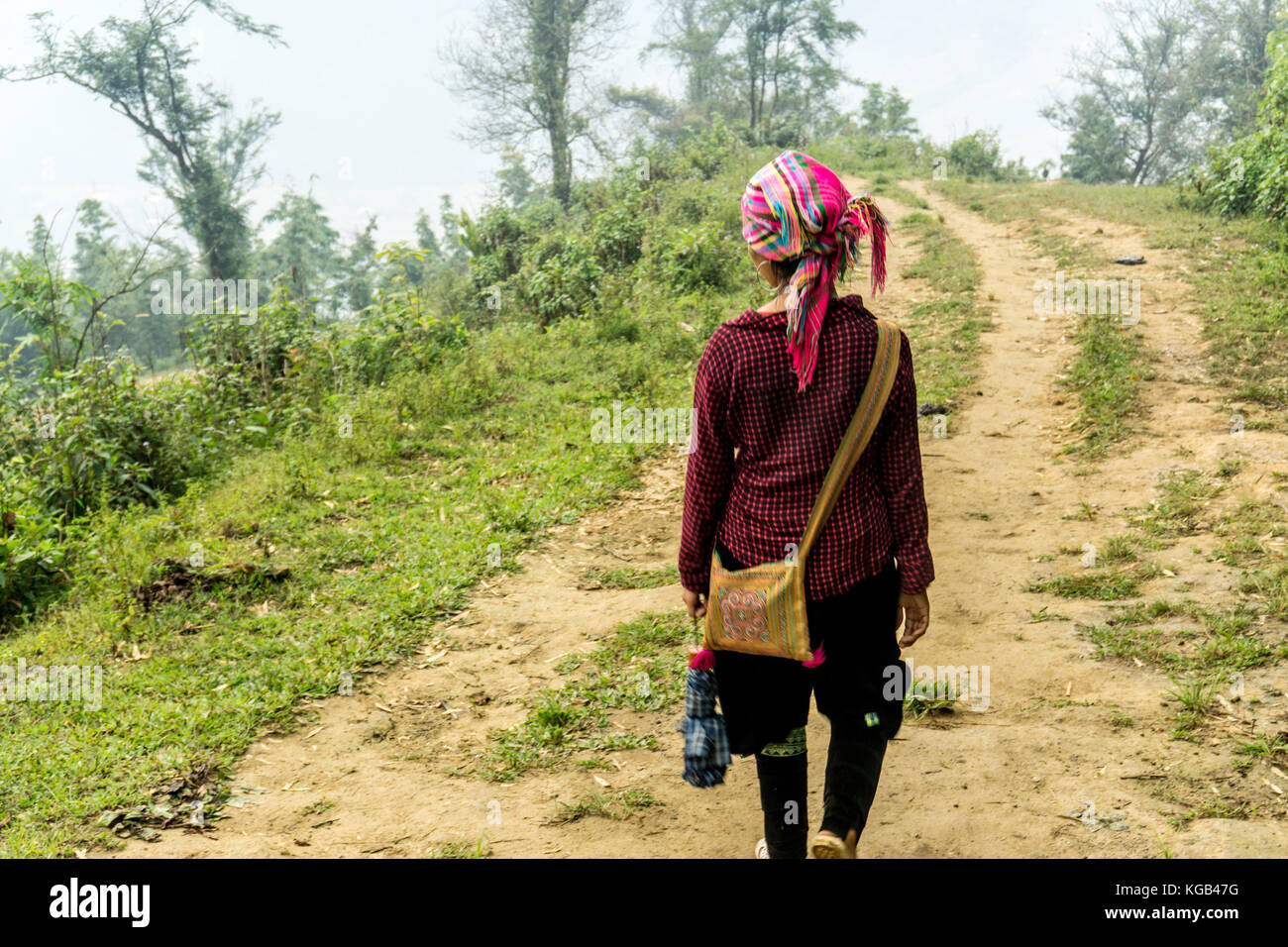 Homestay con pueblo hmong - tras su aldea Foto de stock