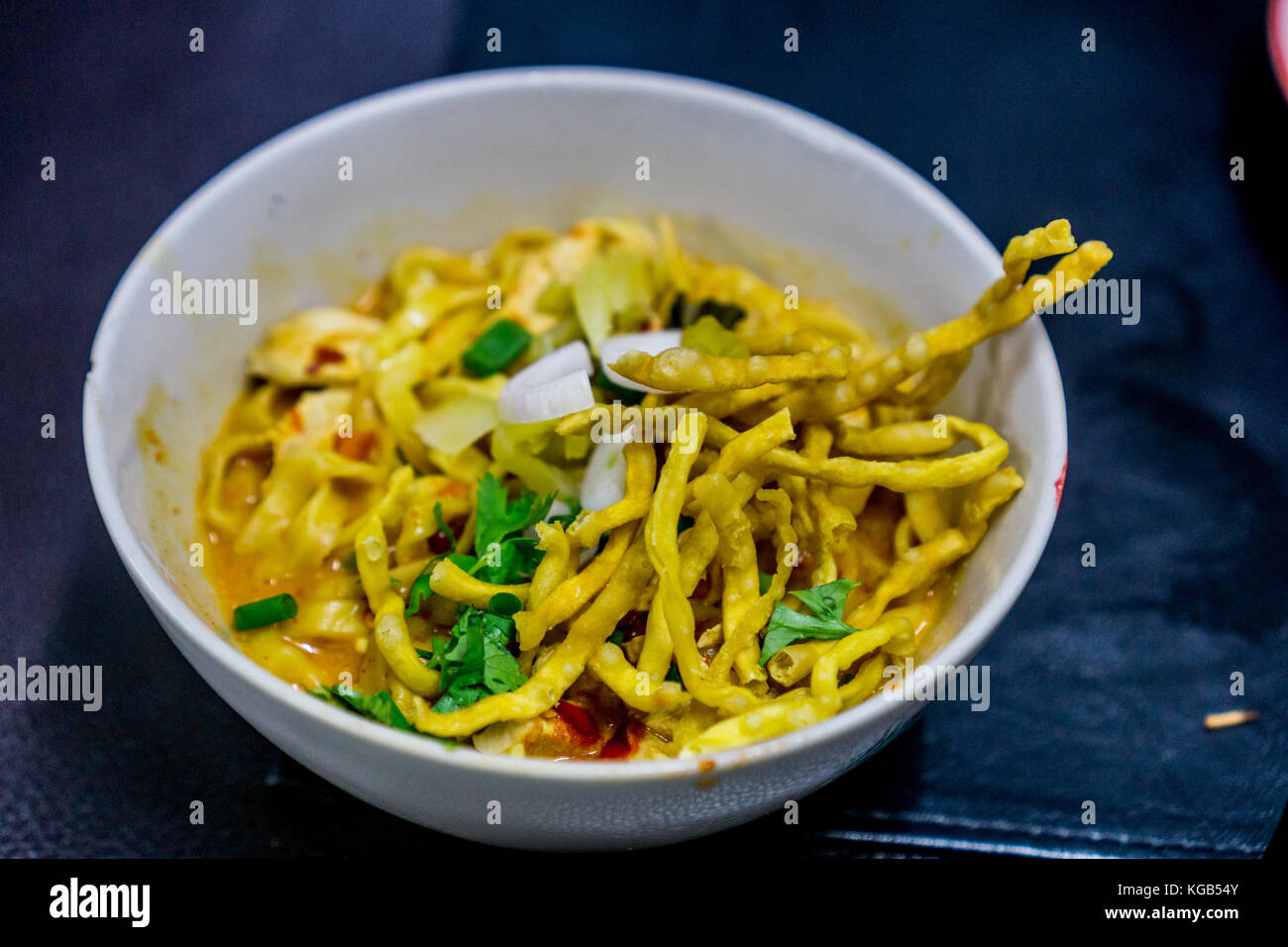 Chiang Mai, Tailandia, Clase de Cocina - Fideos al curry de Chiang Mai Kao Soi Foto de stock