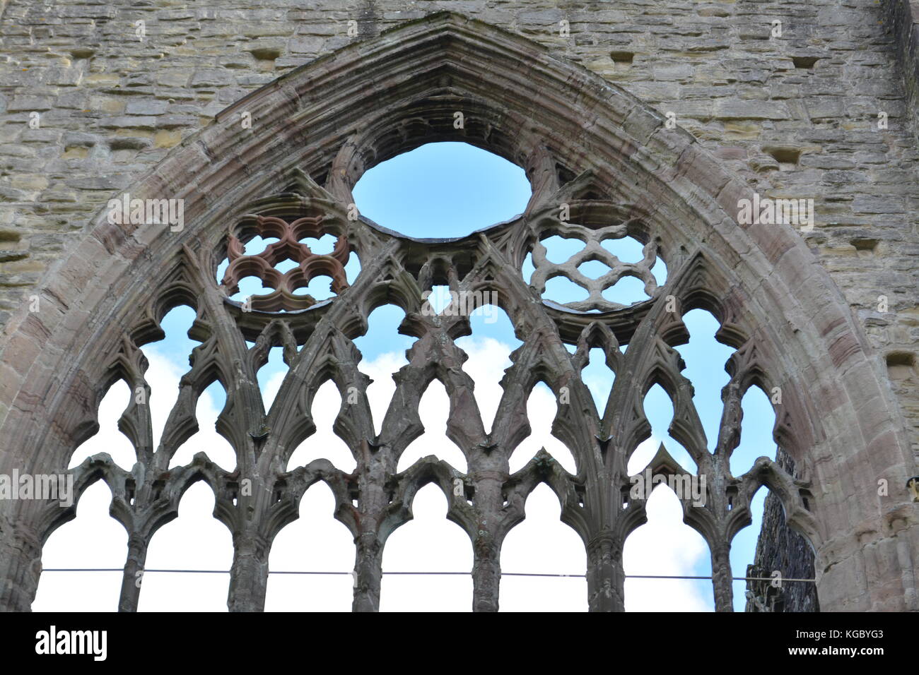 La ABADÍA DE TINTERN monmouthshire uk wales re monasterios disolución detalle arquitectónico ruinas antiguas Foto de stock