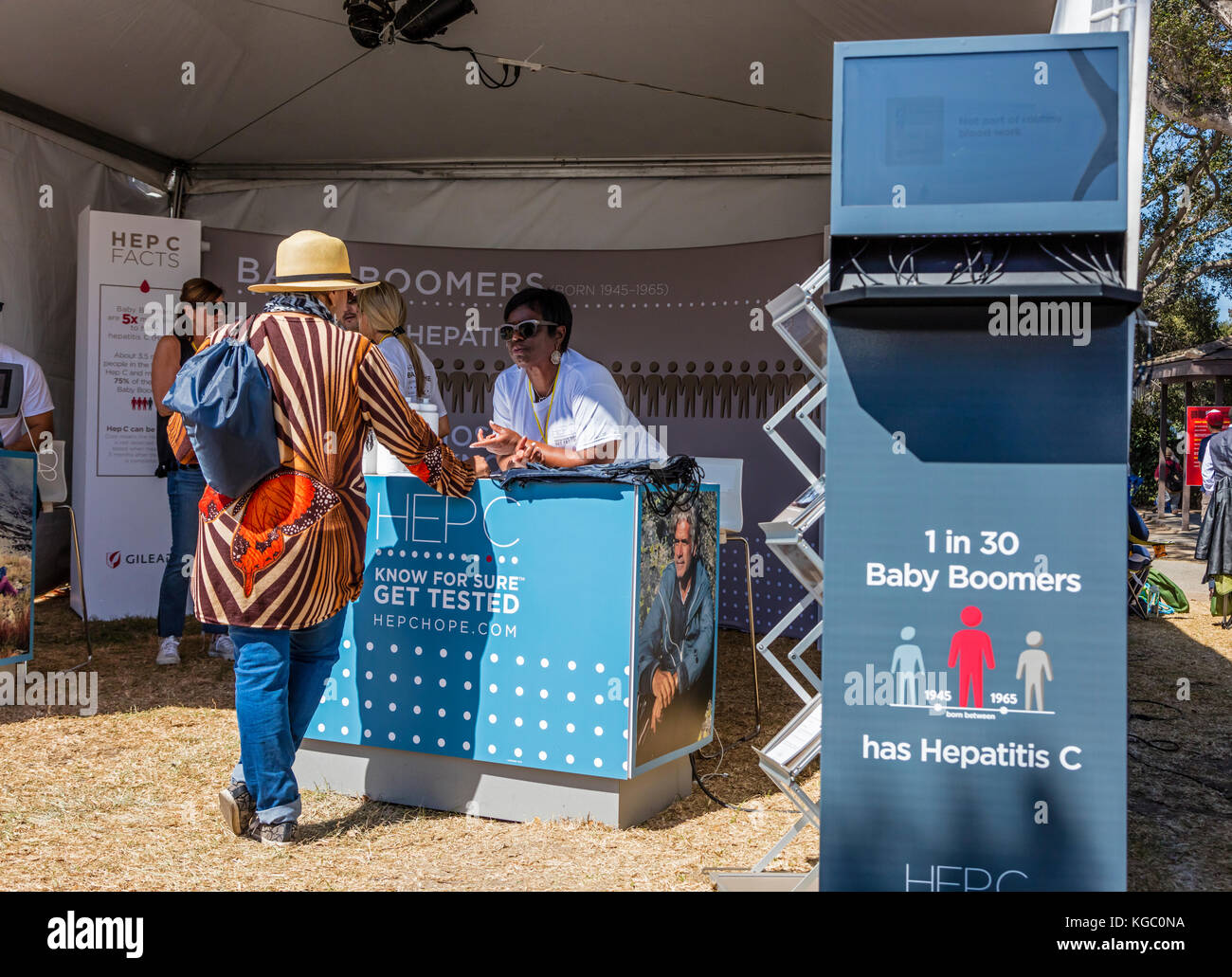 Hepatitus c stand en el 60º Festival de Jazz de Monterey, California Foto de stock